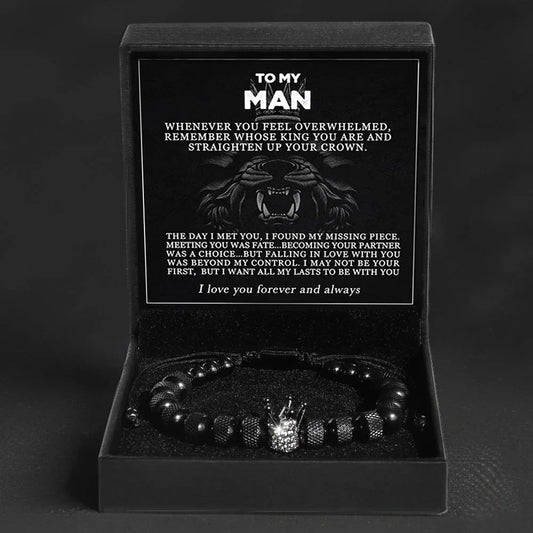 To My Man - Straighten Your Crown Bracelet Gift Set